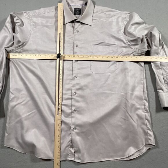 Proper Shirtings Dress Shirt Men's 19 / 35/37 Wrinkle Free 2 ply Cotton Beige - Picture 5 of 9